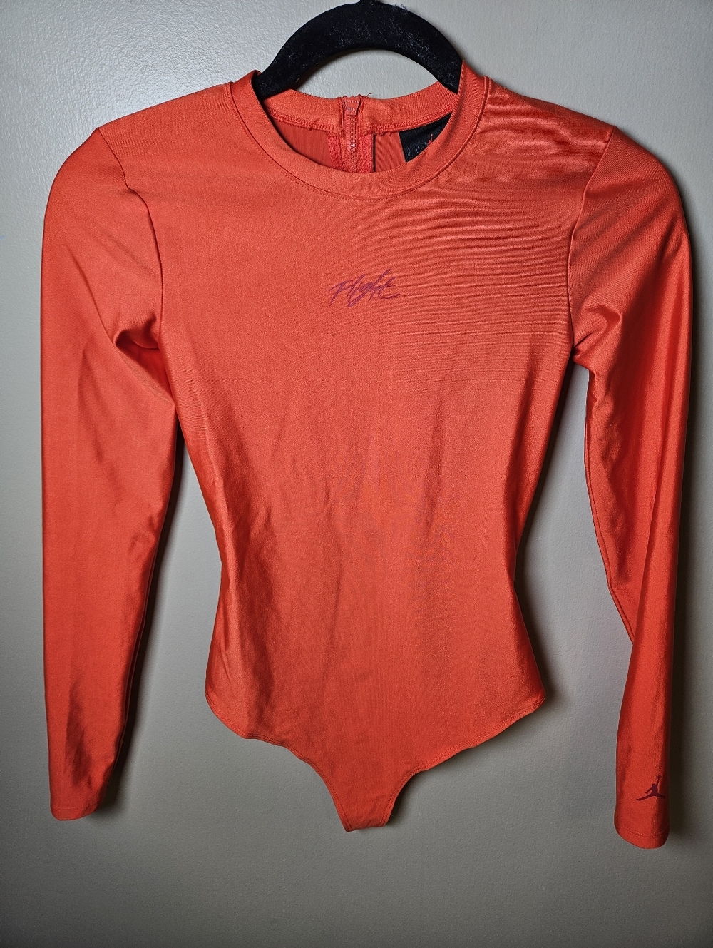 Jordan Orange Essentials Tight Fit Long Sleeve Thong Bodysuit Xsmall NEW